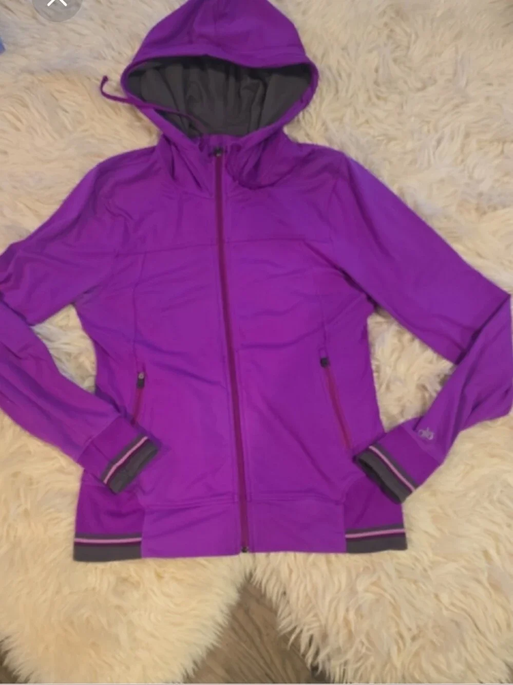 ALO Yoga Women's Violet Full-Zip Hooded Bomber Jacket